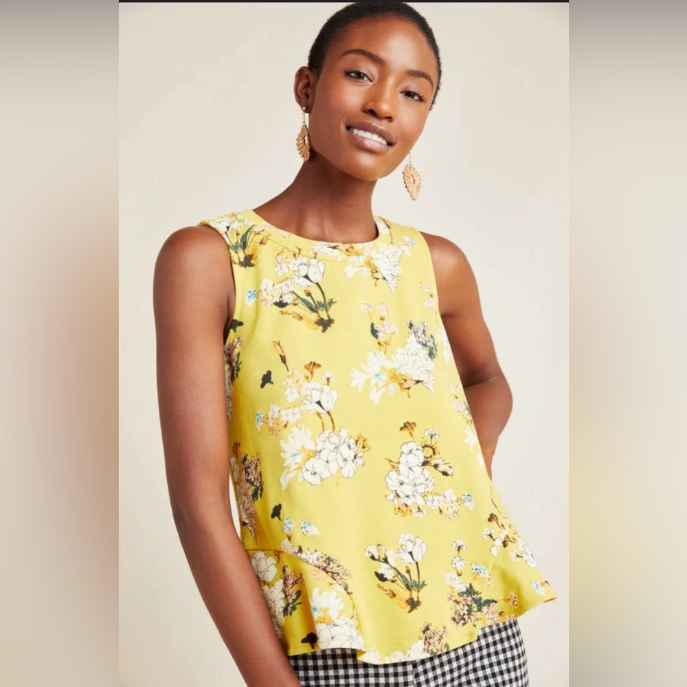 ANTHROPOLOGIE Eva Franco Arborist Peplum Top Size Medium